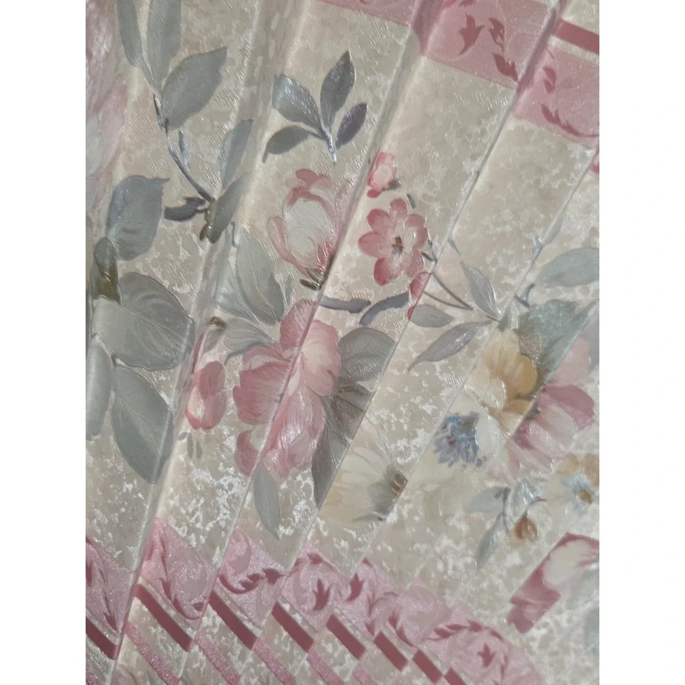 Vintage Neat Pleats L178 Fan Valance Window Topper Pink Floral Shabby Chic